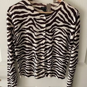 J Crew Zebra Striped Cardigan